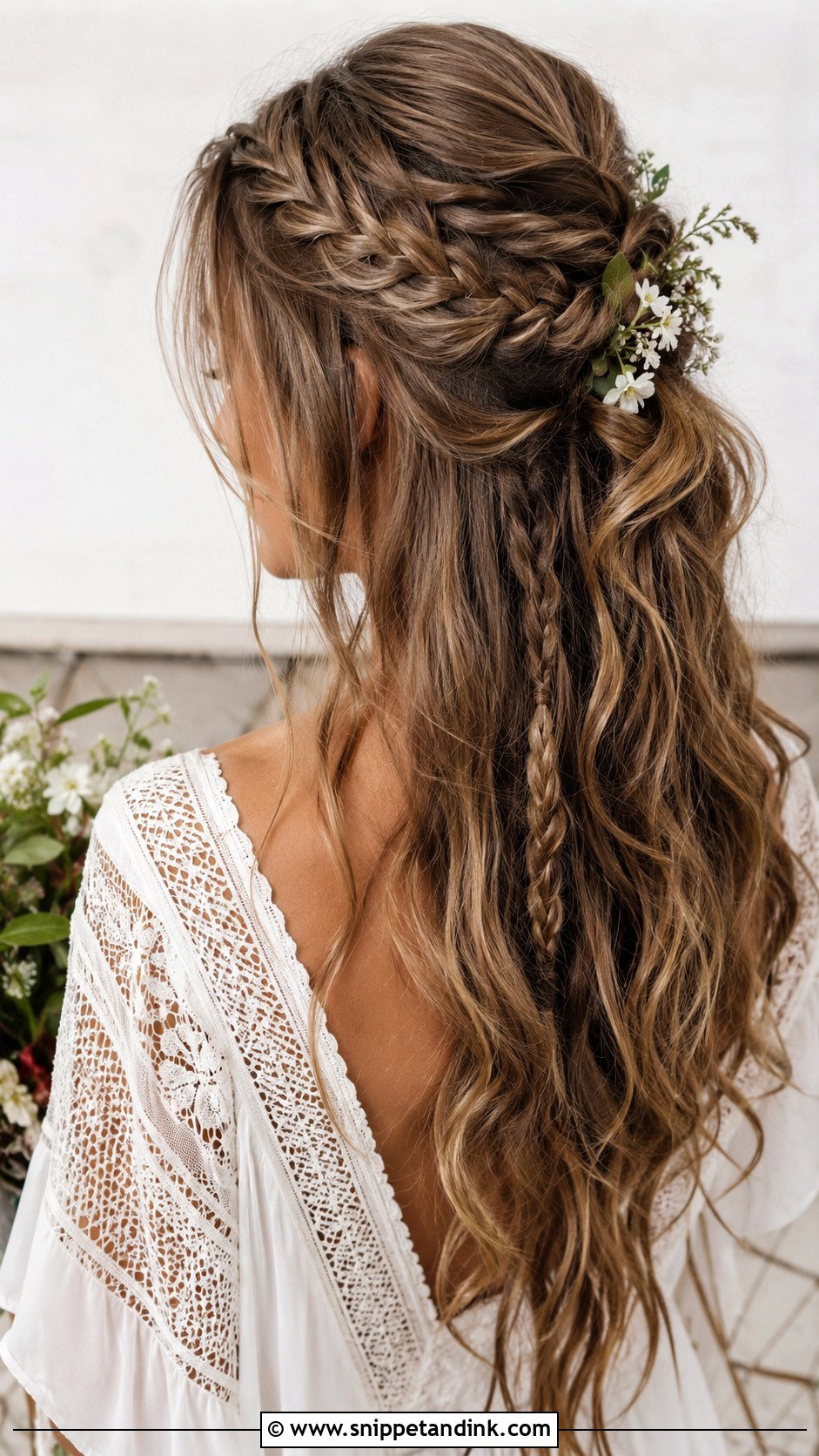 Half Up With Boho Braids for Brides - Snippet and Ink - 20 Half-Up Bride Hair Ideas