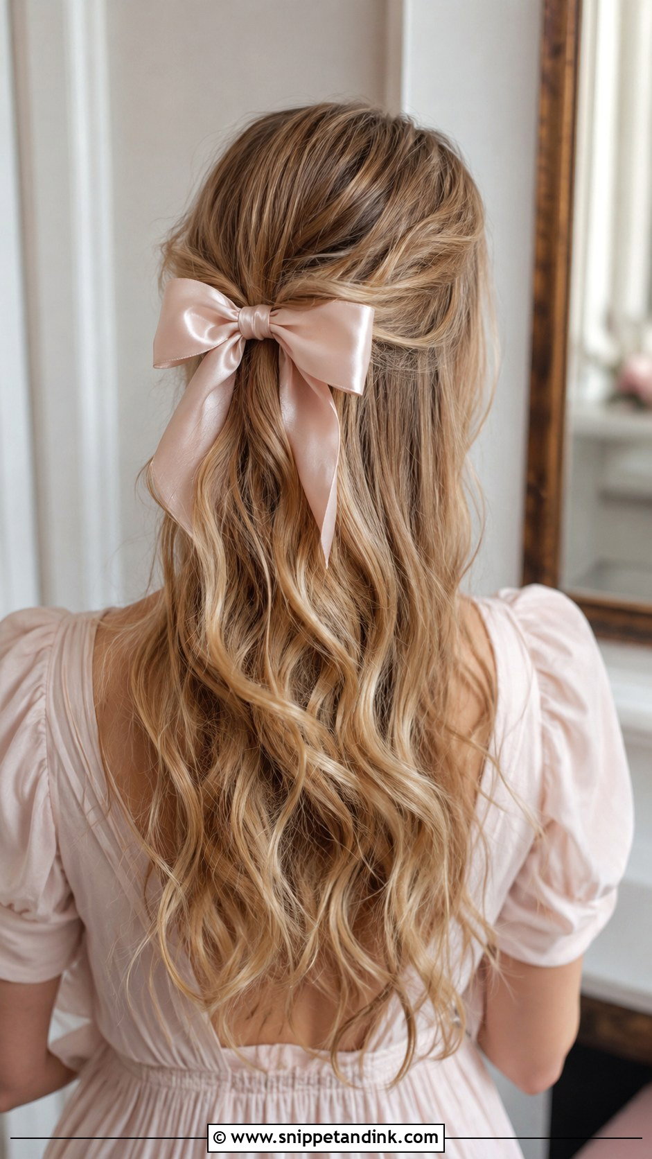 Half Up With Bow - Snippet and Ink - 25 Cute Hairstyles for Wedding Guest