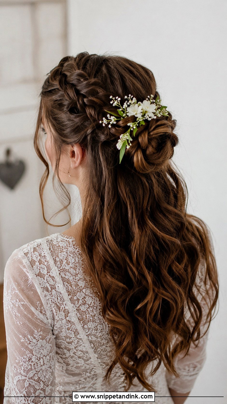 Half Up With Braided Bun - Snippet and Ink - 35 Bridal Half-Up Half-Down Hair Ideas