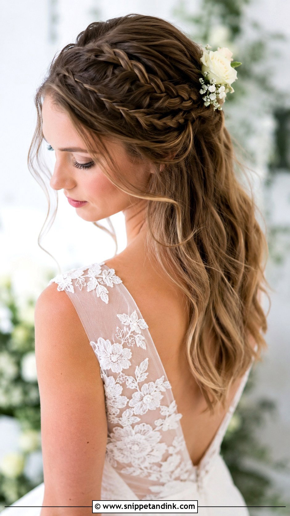 Half Up With Braided Detail - Snippet and Ink - 25 Glam Wedding Hair Ideas