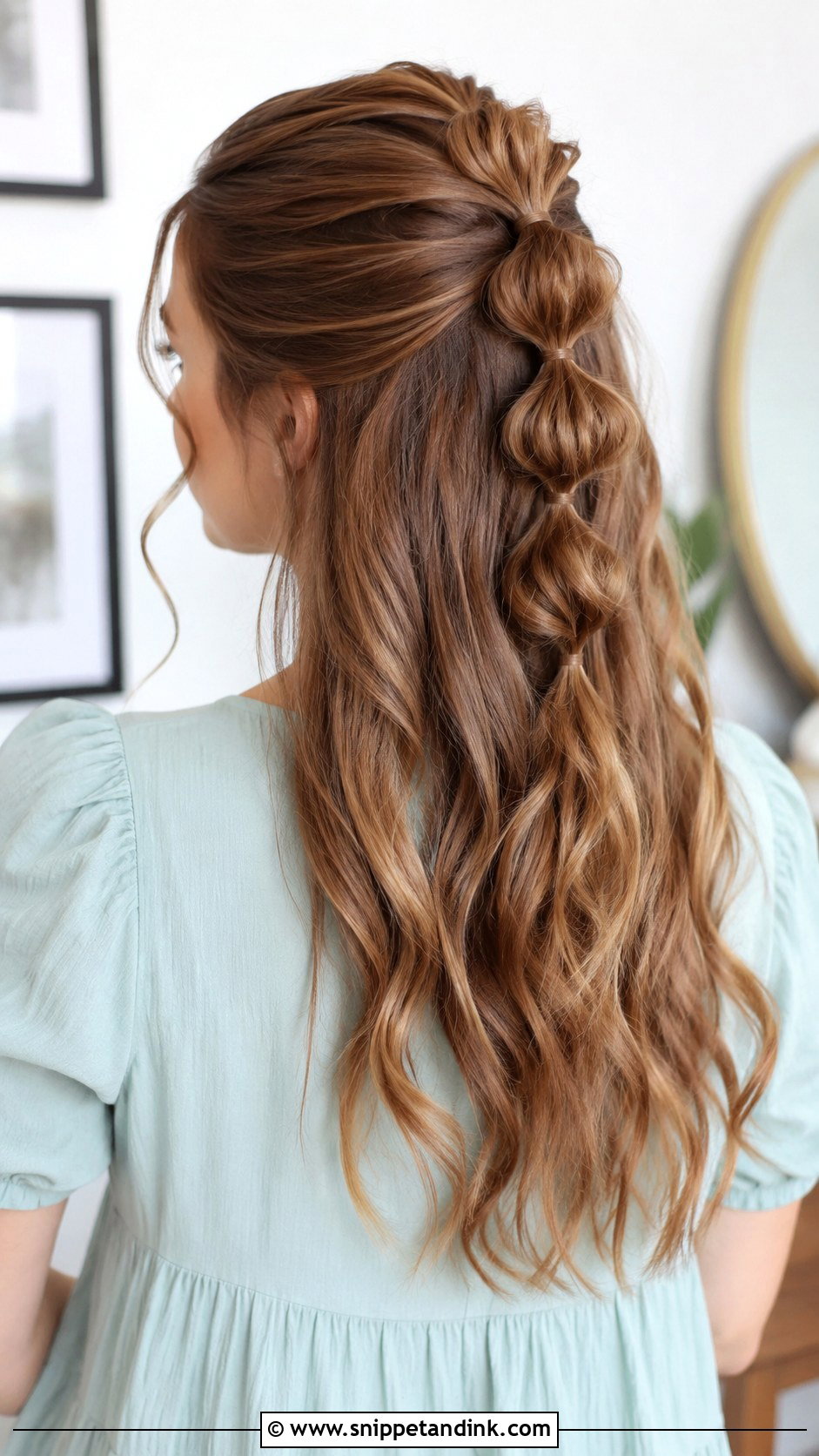Half Up With Bubble Braid - Snippet and Ink - 20 Easy Half-Up Wedding Guest Hairstyles