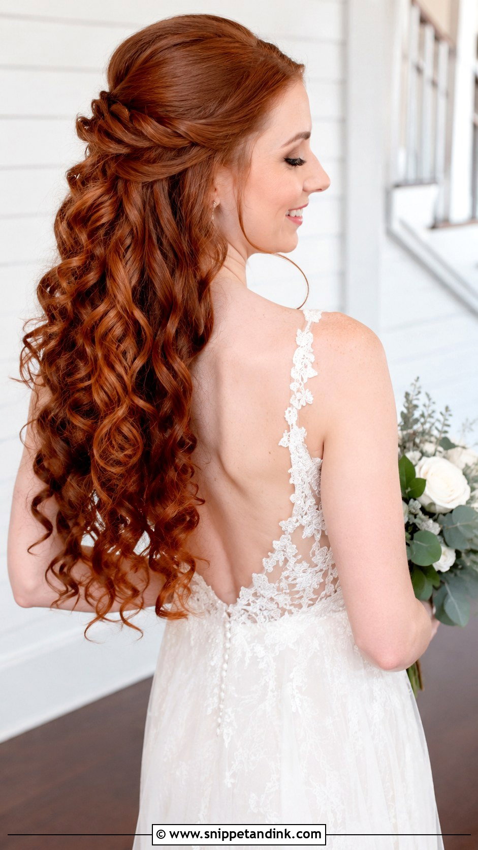 Half Up With Cascading Ringlets - Snippet and Ink - 35 Bridal Half-Up Half-Down Hair Ideas