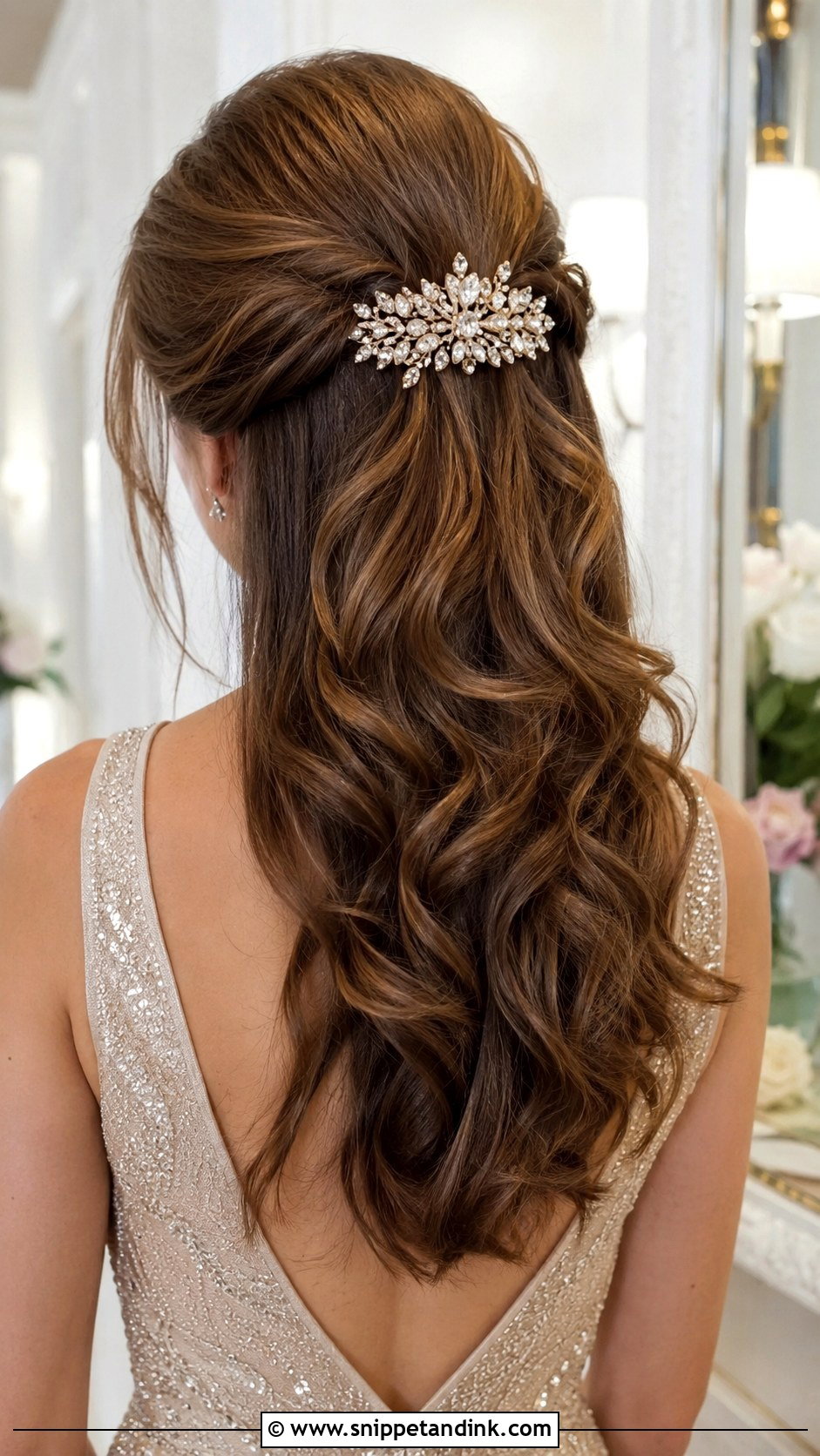 Half Up With Decorative Hair Comb - Snippet and Ink - 25 Half-Up Mother of the Bride Hair Ideas