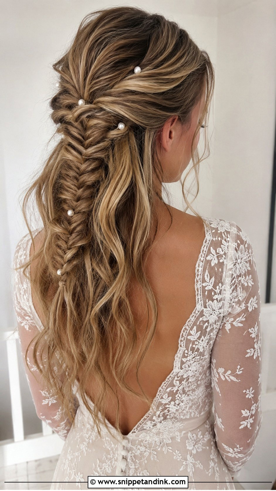 Half Up With Fishtail Braid - Snippet and Ink - 35 Bridal Half-Up Half-Down Hair Ideas