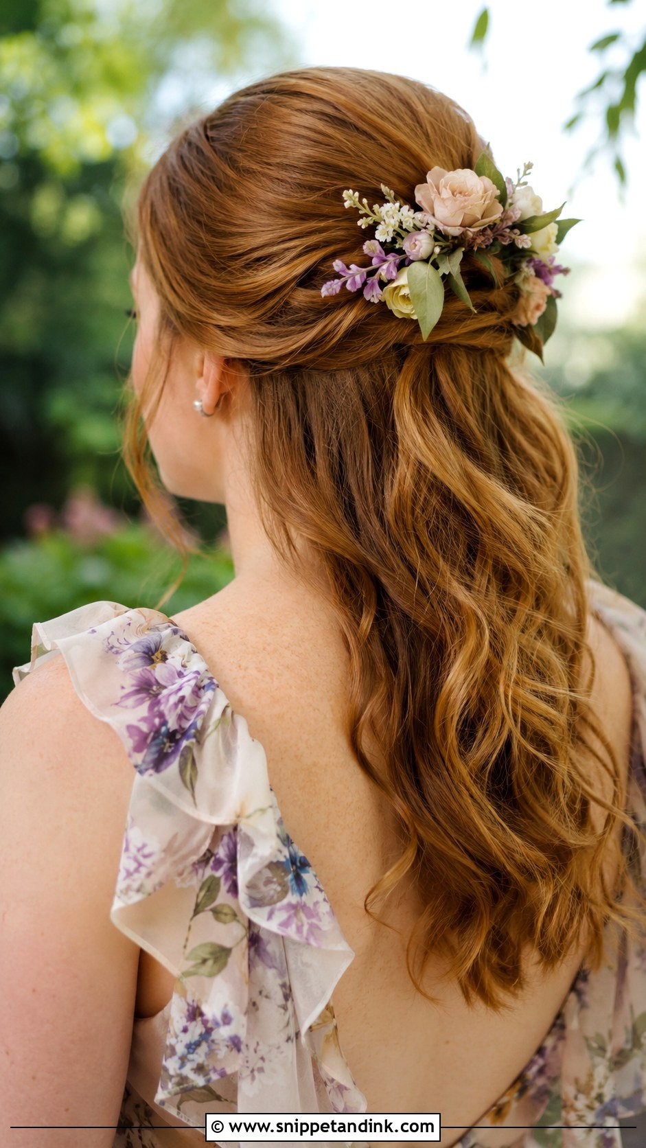 Half Up With Flowers - Snippet and Ink - 30 Bridemaids Hairstyles