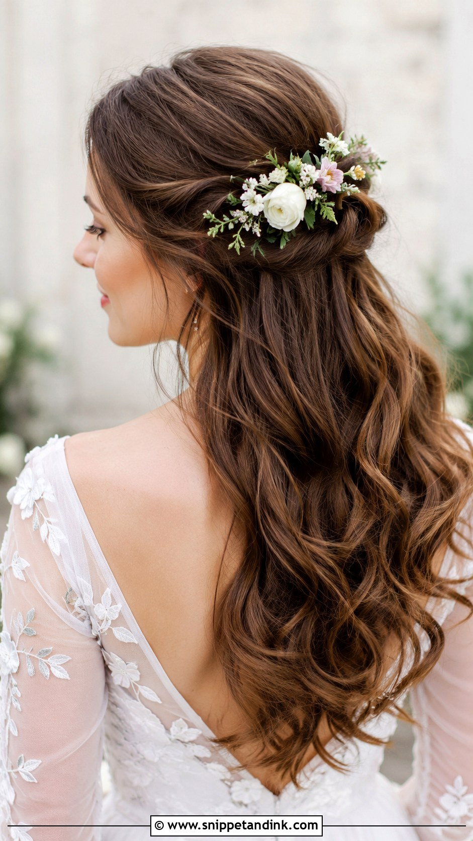 Half Up With Fresh Flowers - Snippet and Ink - 20 Wedding Hairstyle Down Ideas