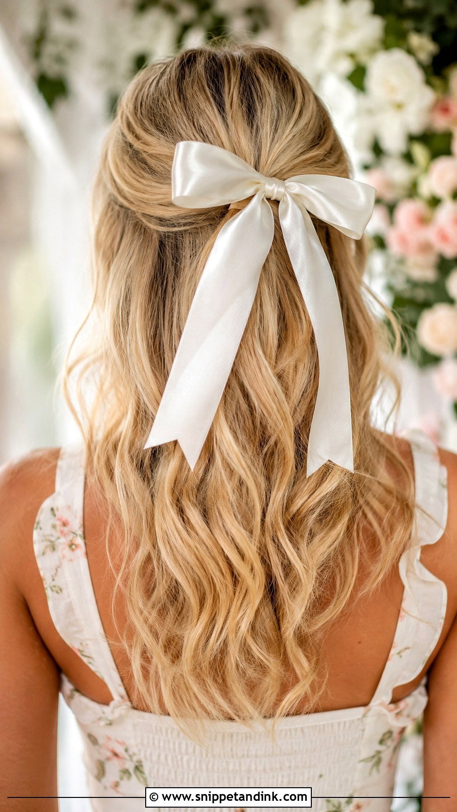 Half Up With Hair Bow - Snippet and Ink - 25 Half-Up Wedding Guest Hairstyles
