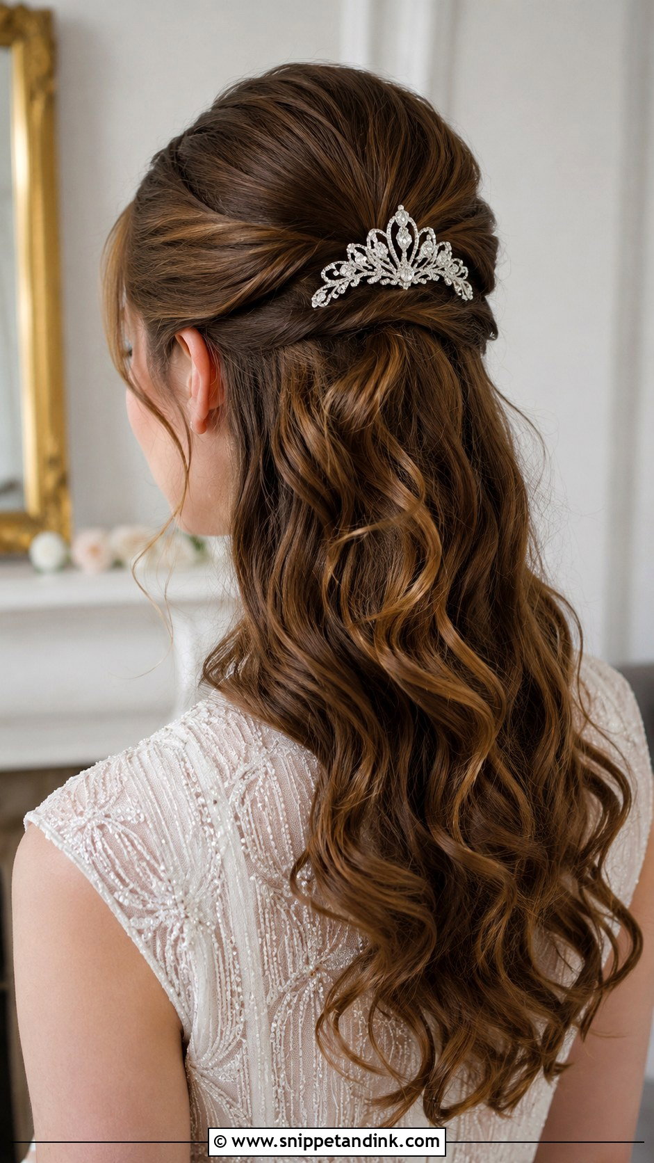 Half Up With Hair Comb - Snippet and Ink - 35 Half-Up Bridal Hair Ideas
