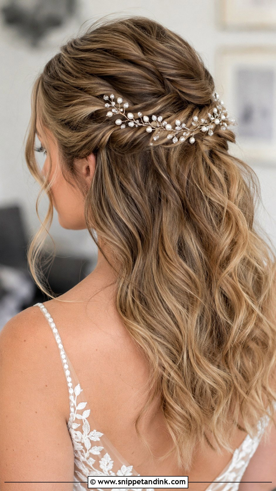 Half Up With Hair Vine - Snippet and Ink - 35 Simple Wedding Hairstyles