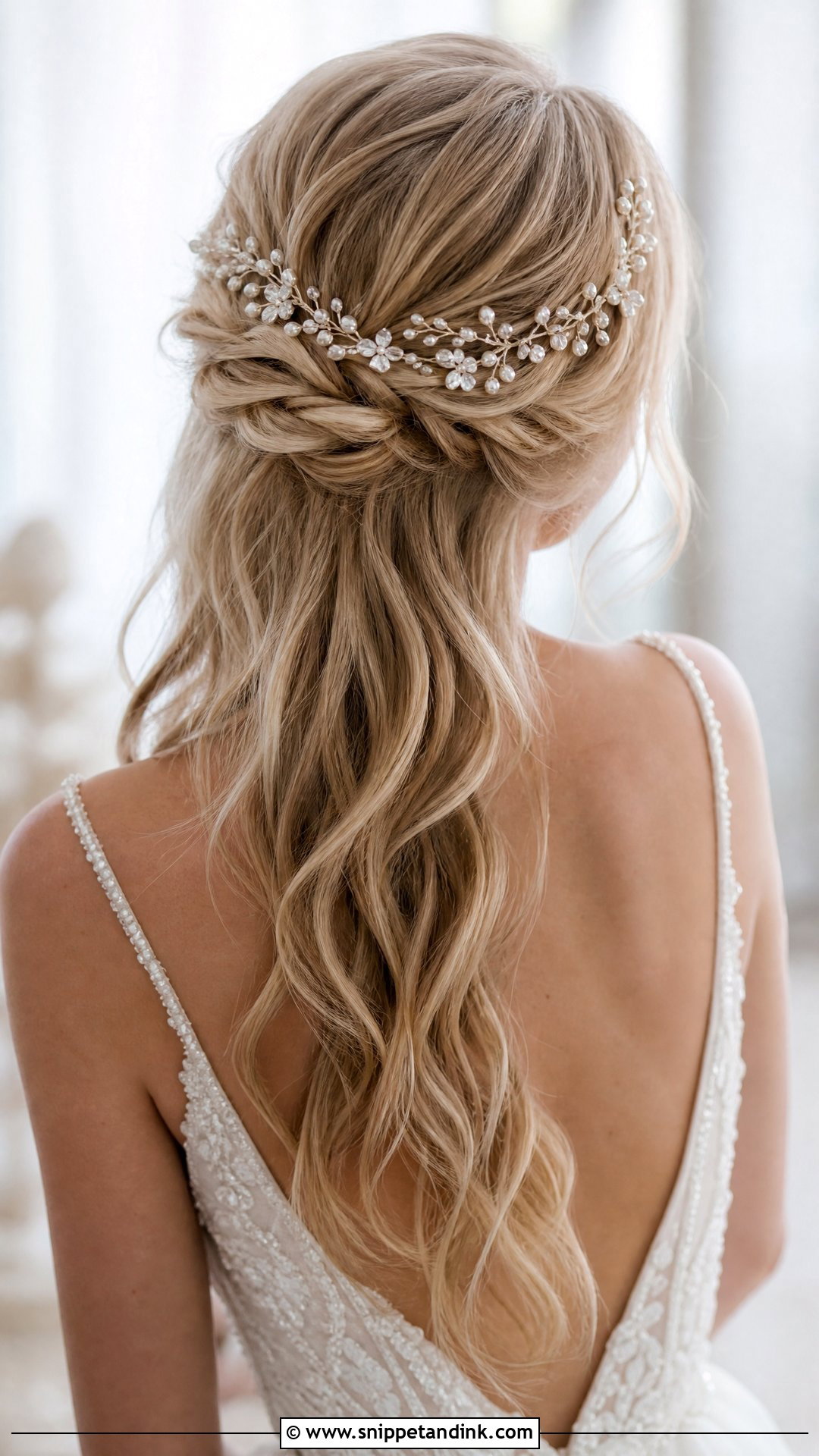 Half Up With Hair Vine for Weddings - Snippet and Ink - 20 Half-Up Wedding Hairstyles