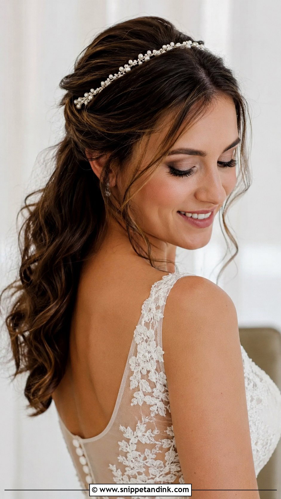 Half Up With Headband - Snippet and Ink - 20 Medium Half-Up Wedding Guest Hairstyles