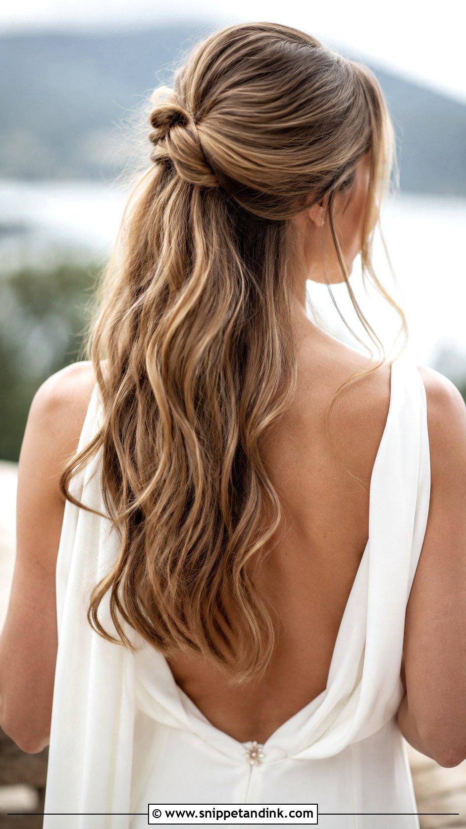Half Up With Knotted Detail - Snippet and Ink - 25 Medium Length Half-Up Half-Down Wedding Hair Ideas