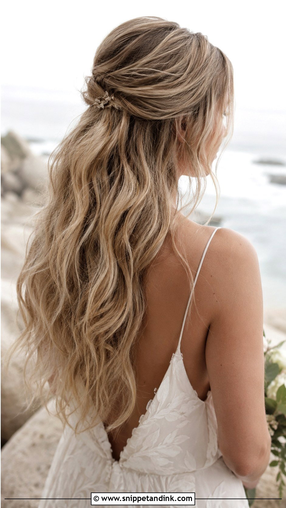Half Up With Loose Beach Waves - Snippet and Ink - 25 Half-Up Mother of the Bride Hair Ideas