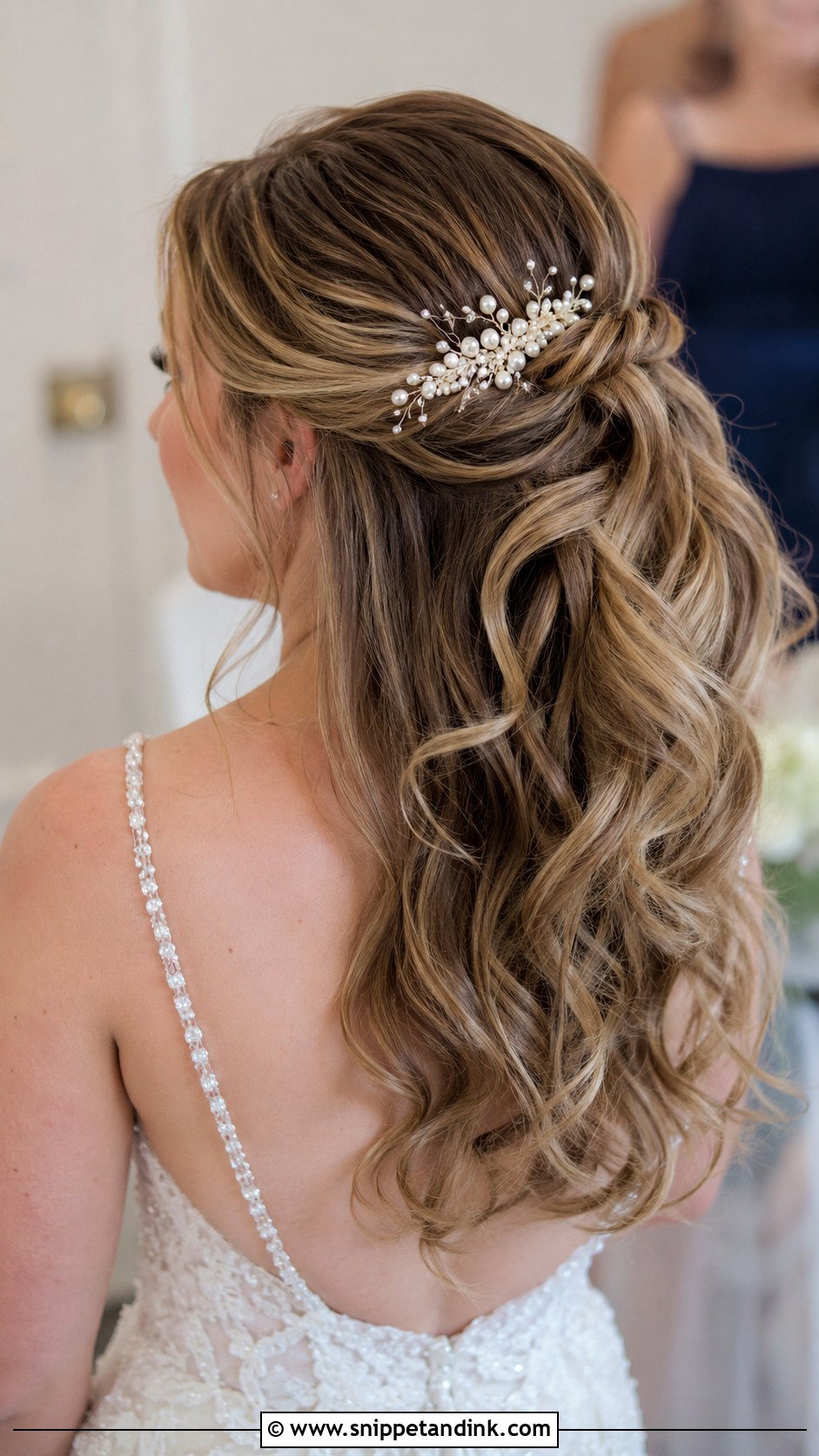 Half Up With Loose Curls and Comb - Snippet and Ink - 30 Half-Up Wedding Hair Ideas