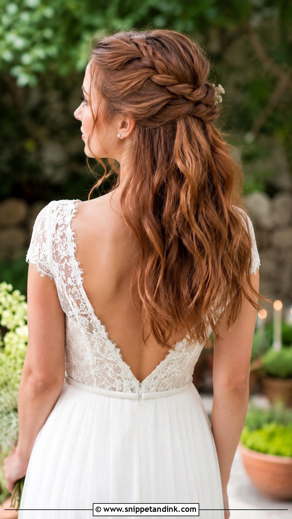 Half Up With Loose French Braid - Snippet and Ink - 35 Bridal Half-Up Half-Down Hair Ideas