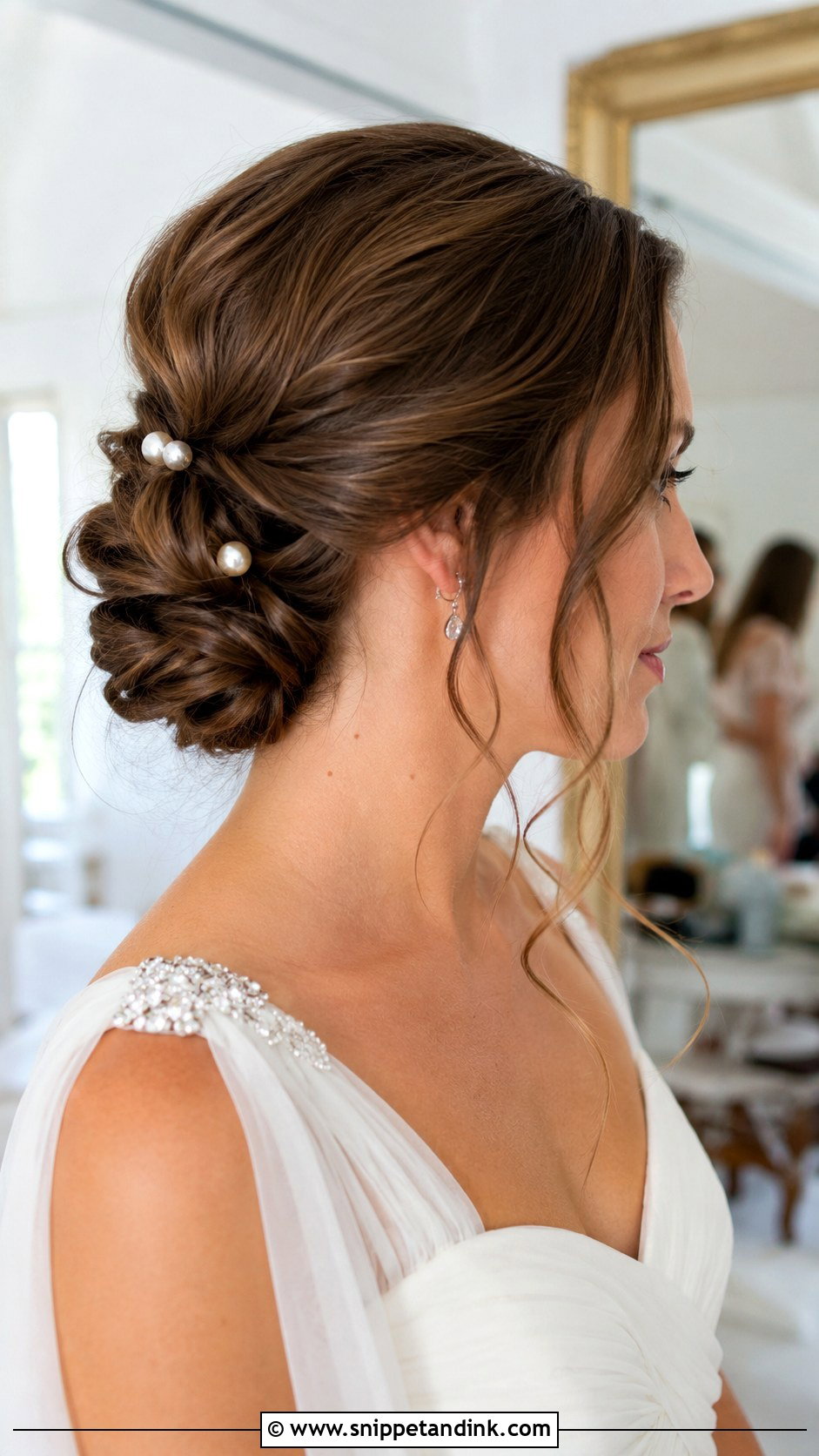 Half Up With Low Twisted Bun - Snippet and Ink - 30 Half-Up Wedding Hair Ideas