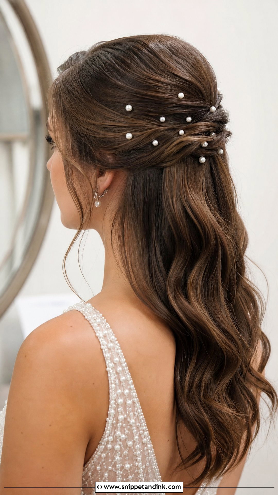 Half Up With Pearl Accents - Snippet and Ink - 20 Half-Up Do Wedding Ideas