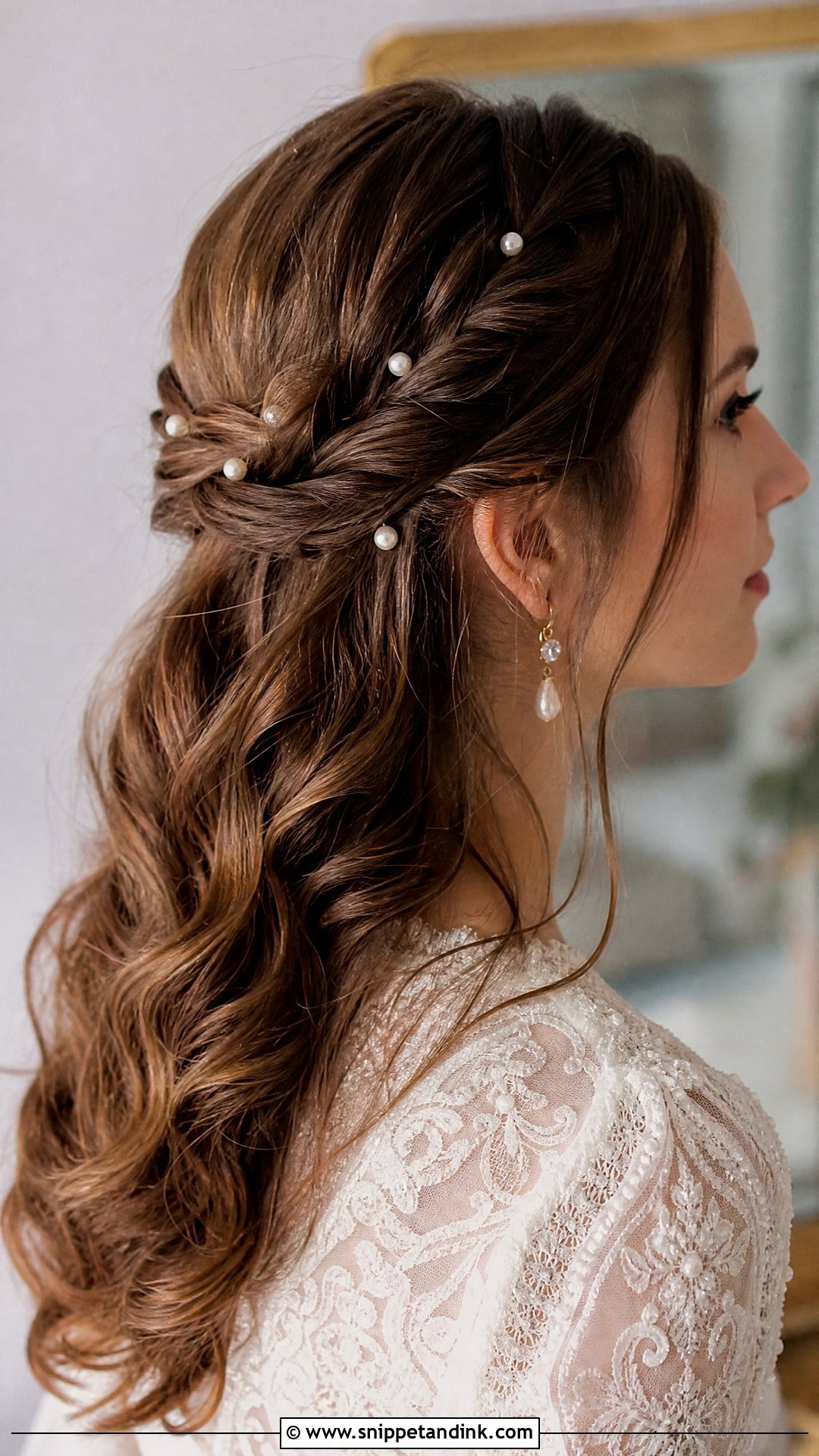 Half Up With Pearl Accessories - Snippet and Ink - 20 Half-Up Bridal Hairstyles