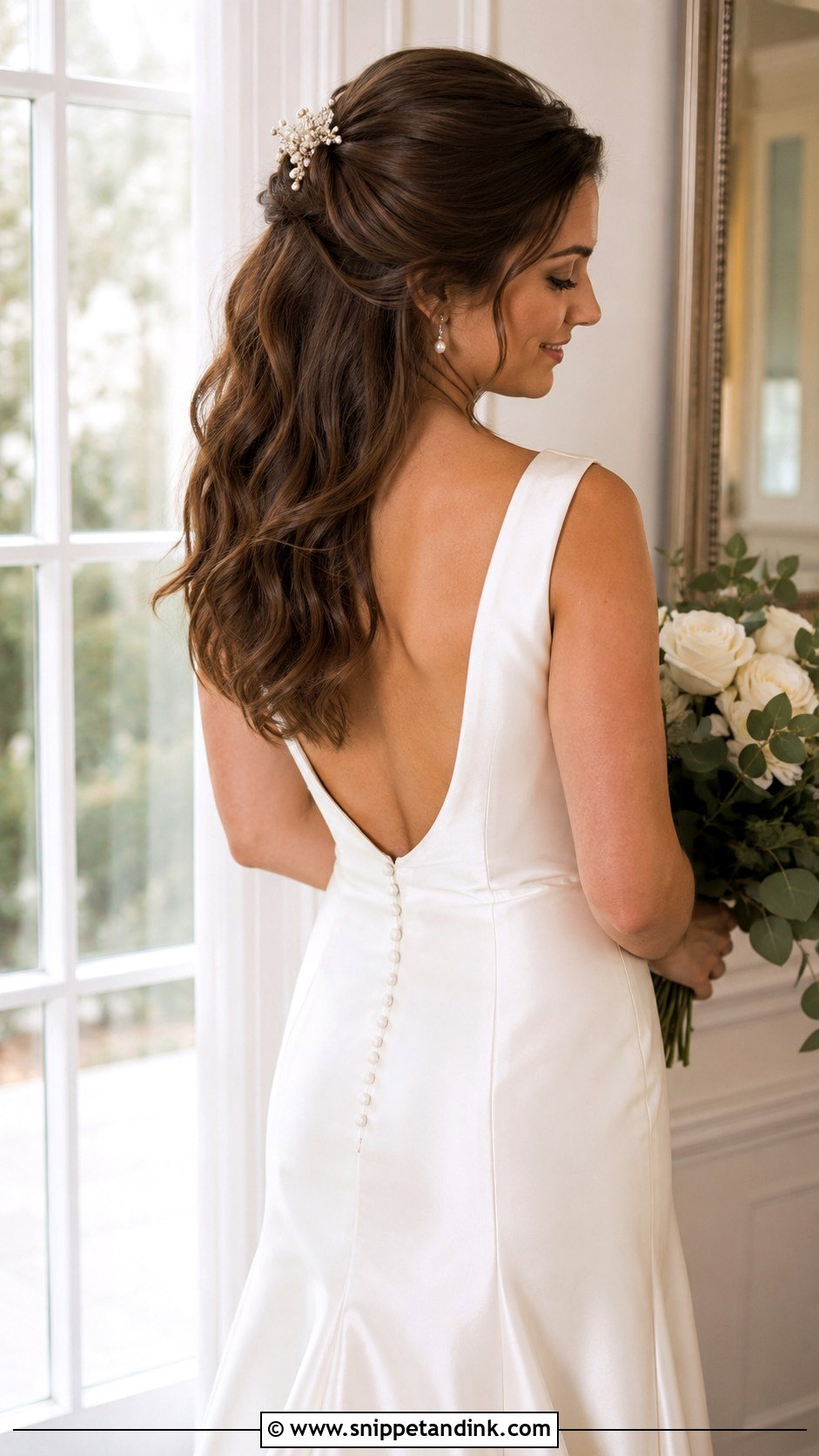 Half Up With Pearl Accessories - Snippet and Ink - 35 Bridal Half-Up Half-Down Hair Ideas