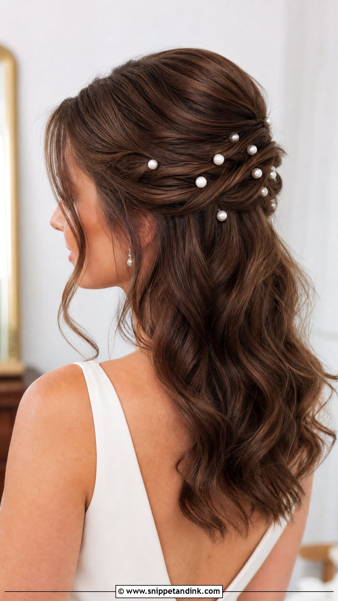 Half Up With Pearl Hair Pins - Snippet and Ink - 20 Half-Up Hair Styles for Wedding Guest