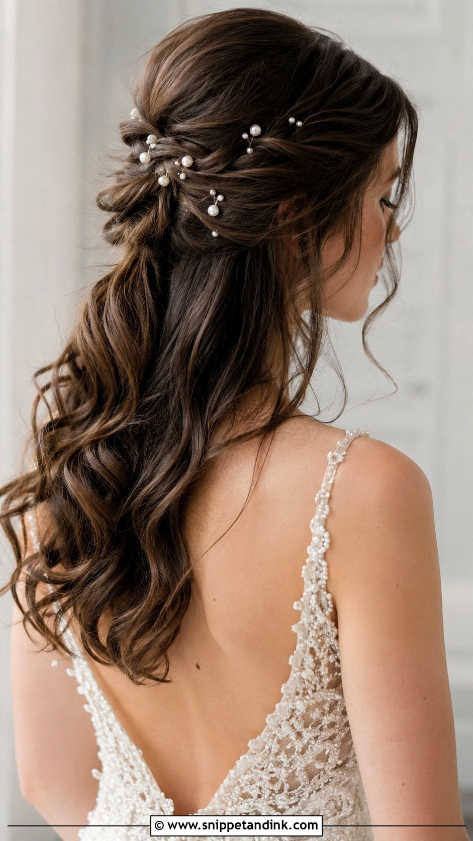 Half Up With Pearls - Snippet and Ink - 35 Half-Up Bridal Hair Ideas