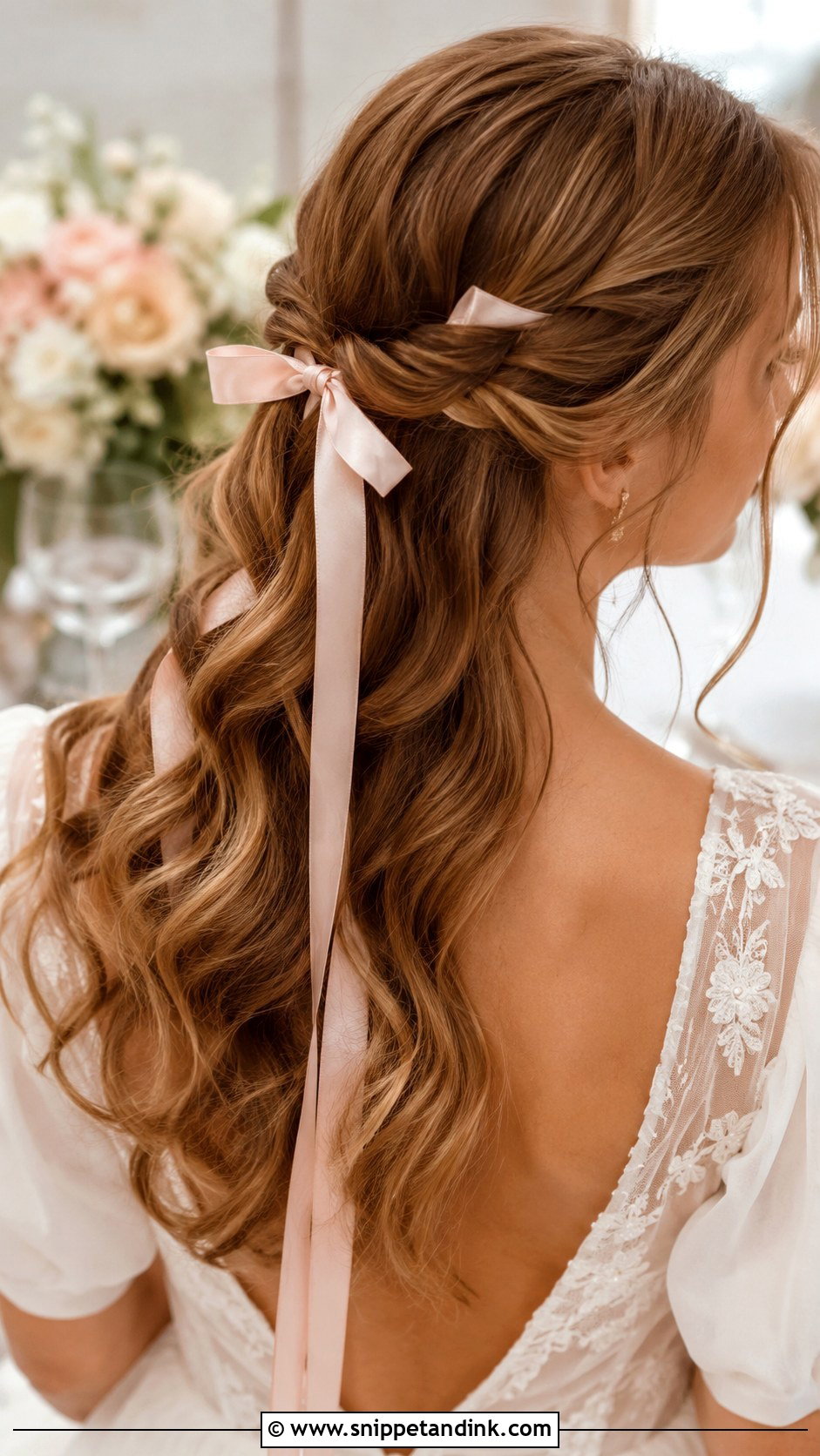 Half Up With Ribbon - Snippet and Ink - 30 Half-Up Wedding Hair Ideas