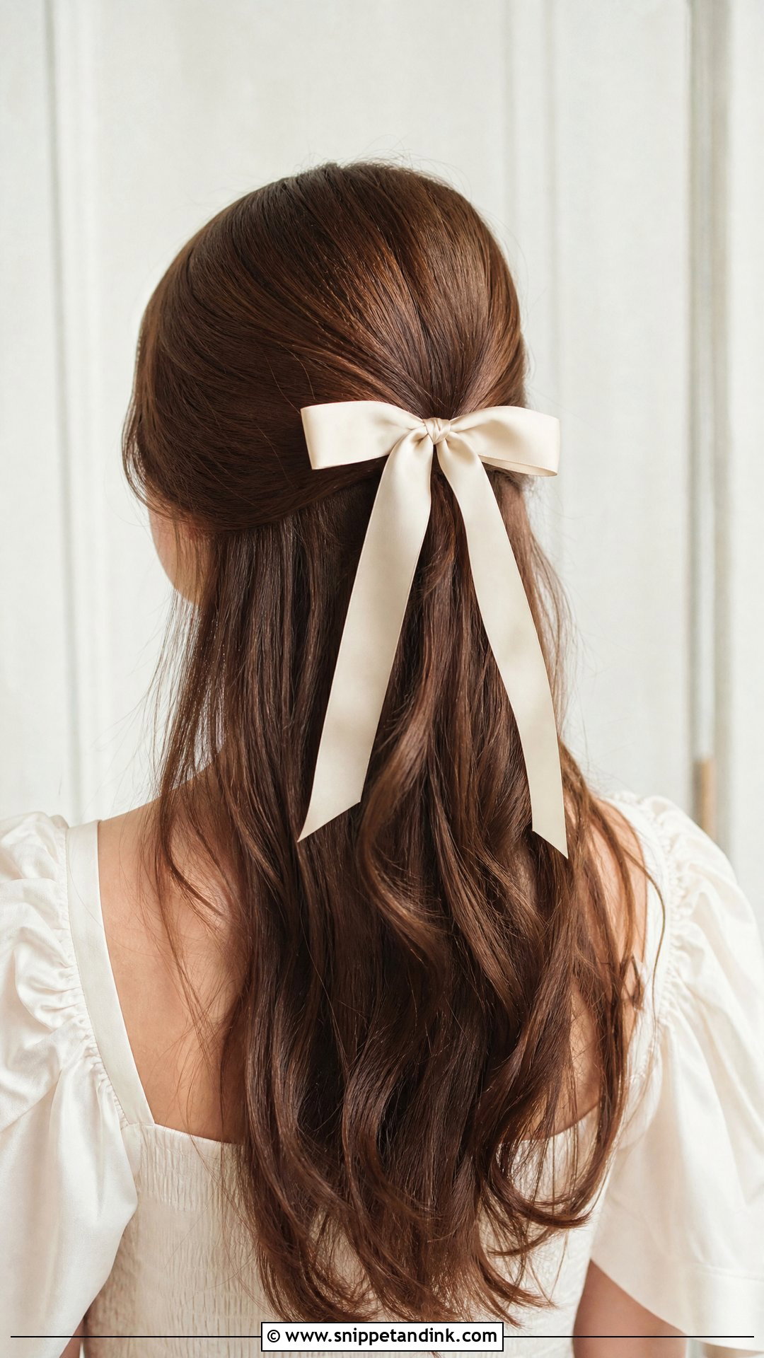 Half Up With Ribbon Bow Detail - Snippet and Ink - 20 Romantic Half-Up Half-Down Ideas