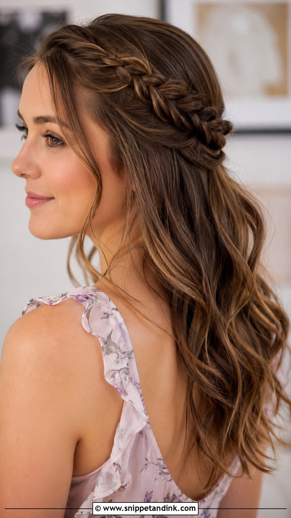 Half Up With Side Braid - Snippet and Ink - 20 Easy Half-Up Wedding Guest Hairstyles