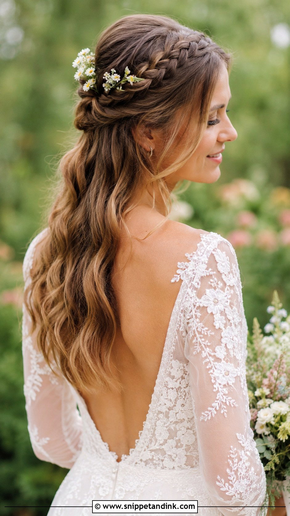 Half Up With Side Braid - Snippet and Ink - 35 Bridal Half-Up Half-Down Hair Ideas