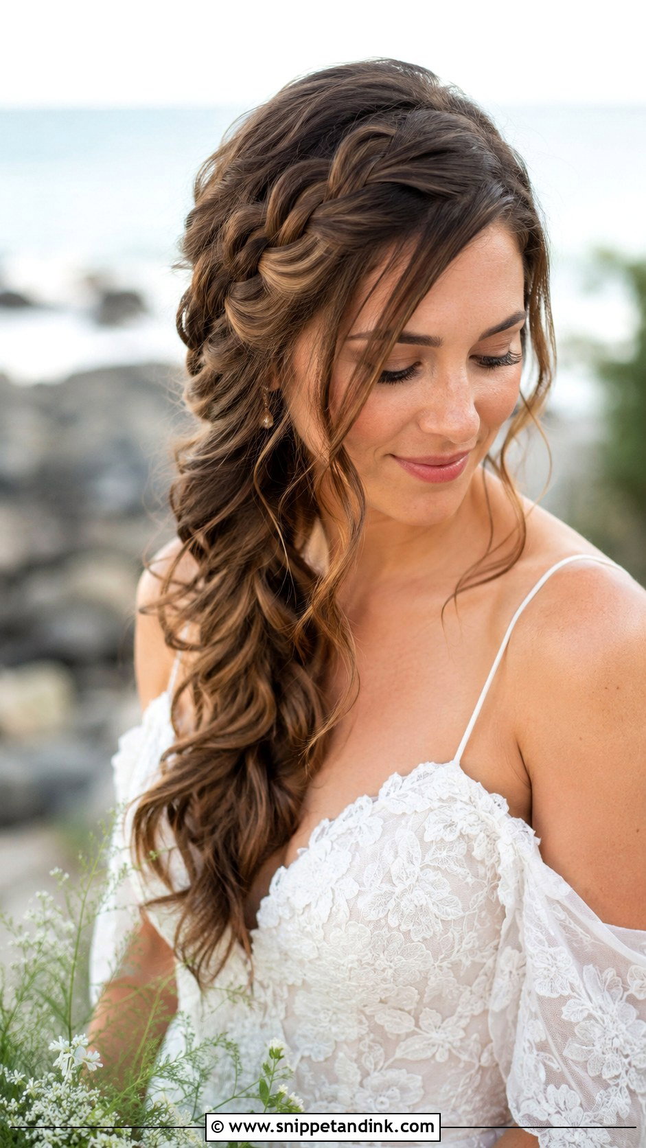 Half Up With Side Braid - Snippet and Ink - 20 Half Wedding Hair Ideas