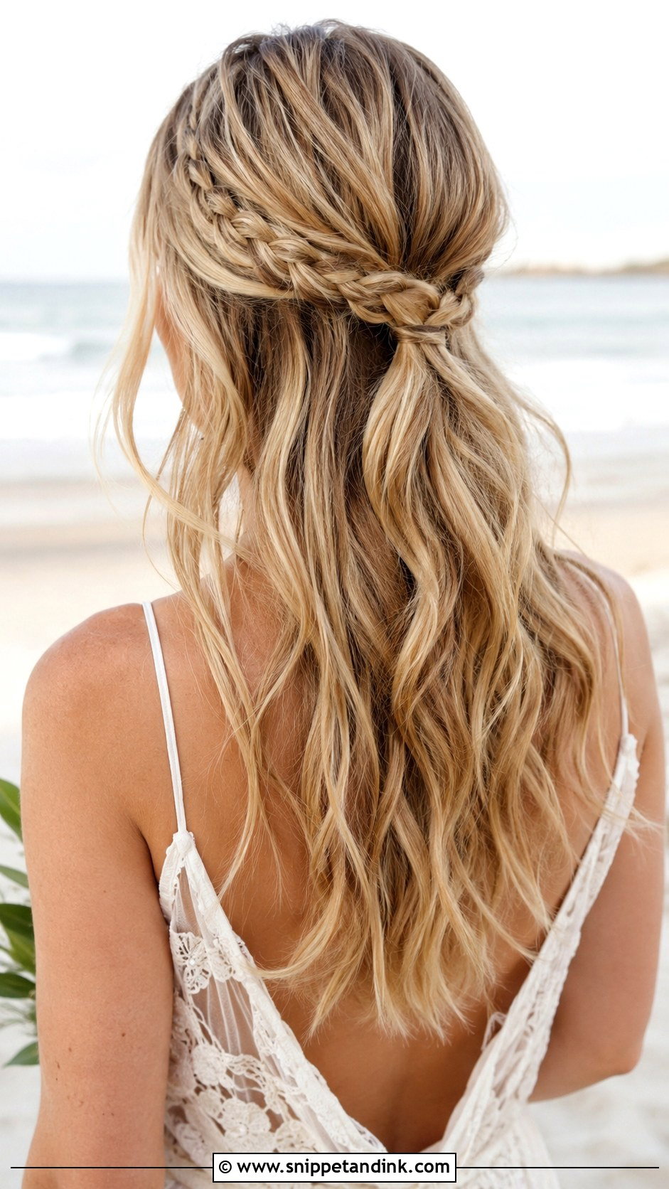 Half Up With Side Braid - Snippet and Ink - 20 Medium Half-Up Wedding Guest Hairstyles
