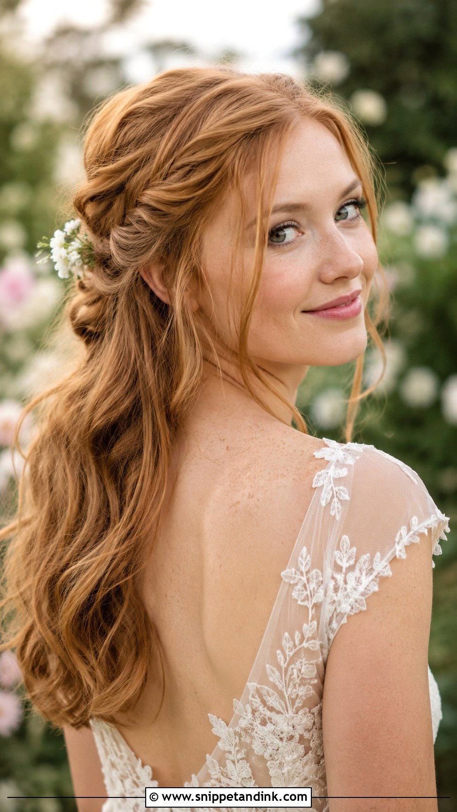 Half Up With Side Braid - Snippet and Ink - 25 Medium Length Half-Up Half-Down Wedding Hair Ideas