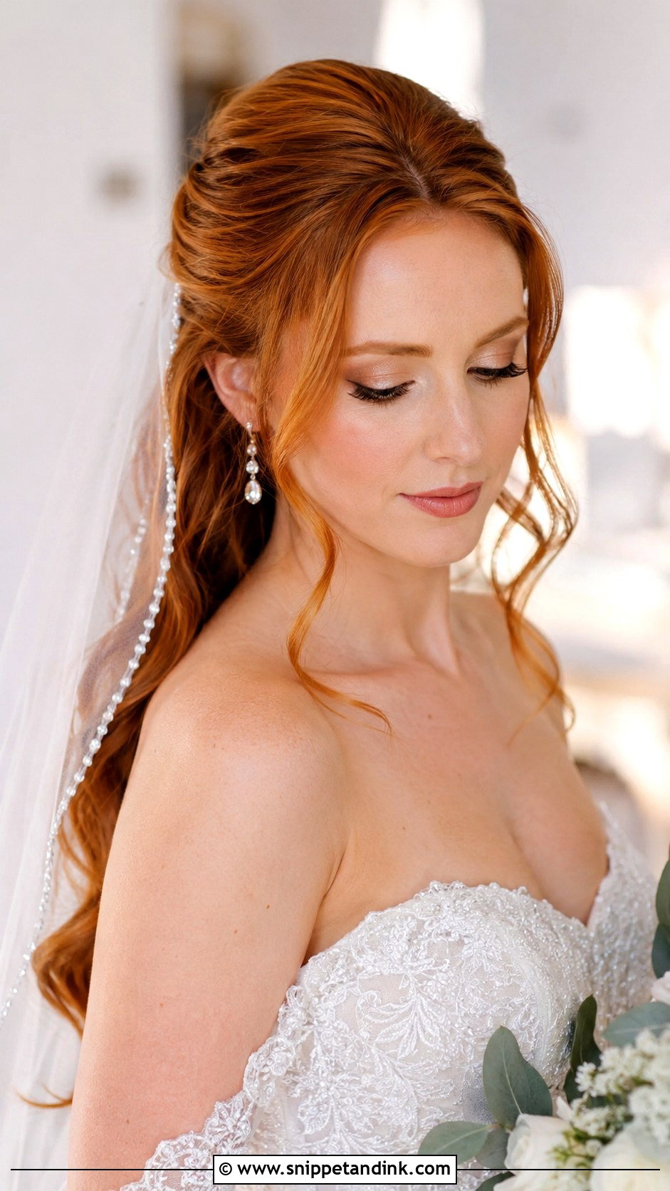 Half Up With Sleek Bump And Waves - Snippet and Ink - 25 Sleek Half-Up Half-Down Wedding Hair Ideas