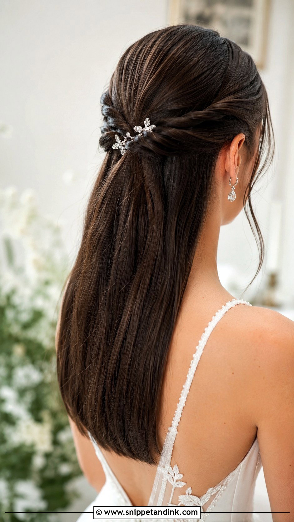 Half Up With Sleek Rope Twist - Snippet and Ink - 25 Sleek Half-Up Half-Down Wedding Hair Ideas