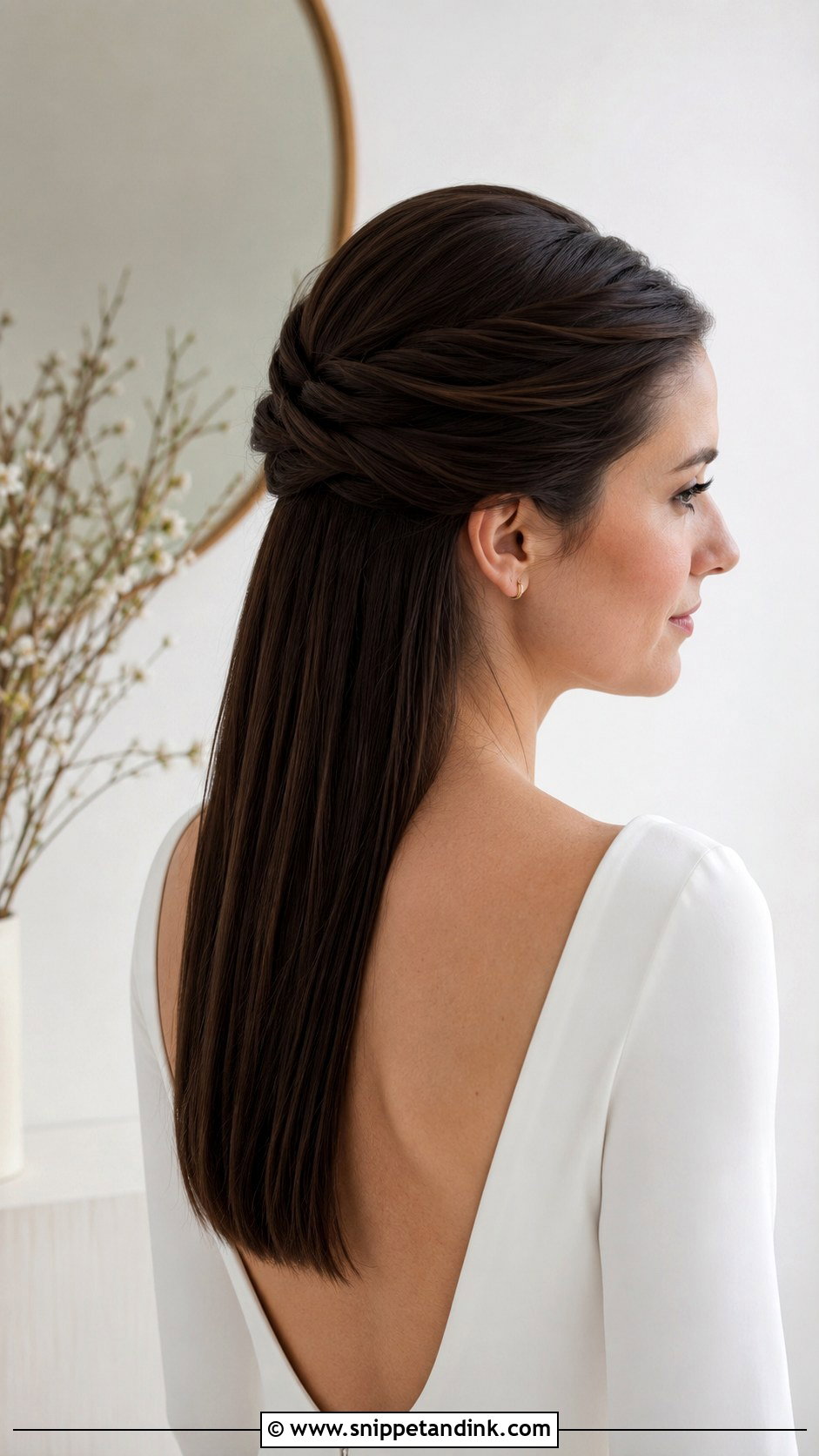 Half Up With Sleek Twisted Updo - Snippet and Ink - 35 Bridal Half-Up Half-Down Hair Ideas