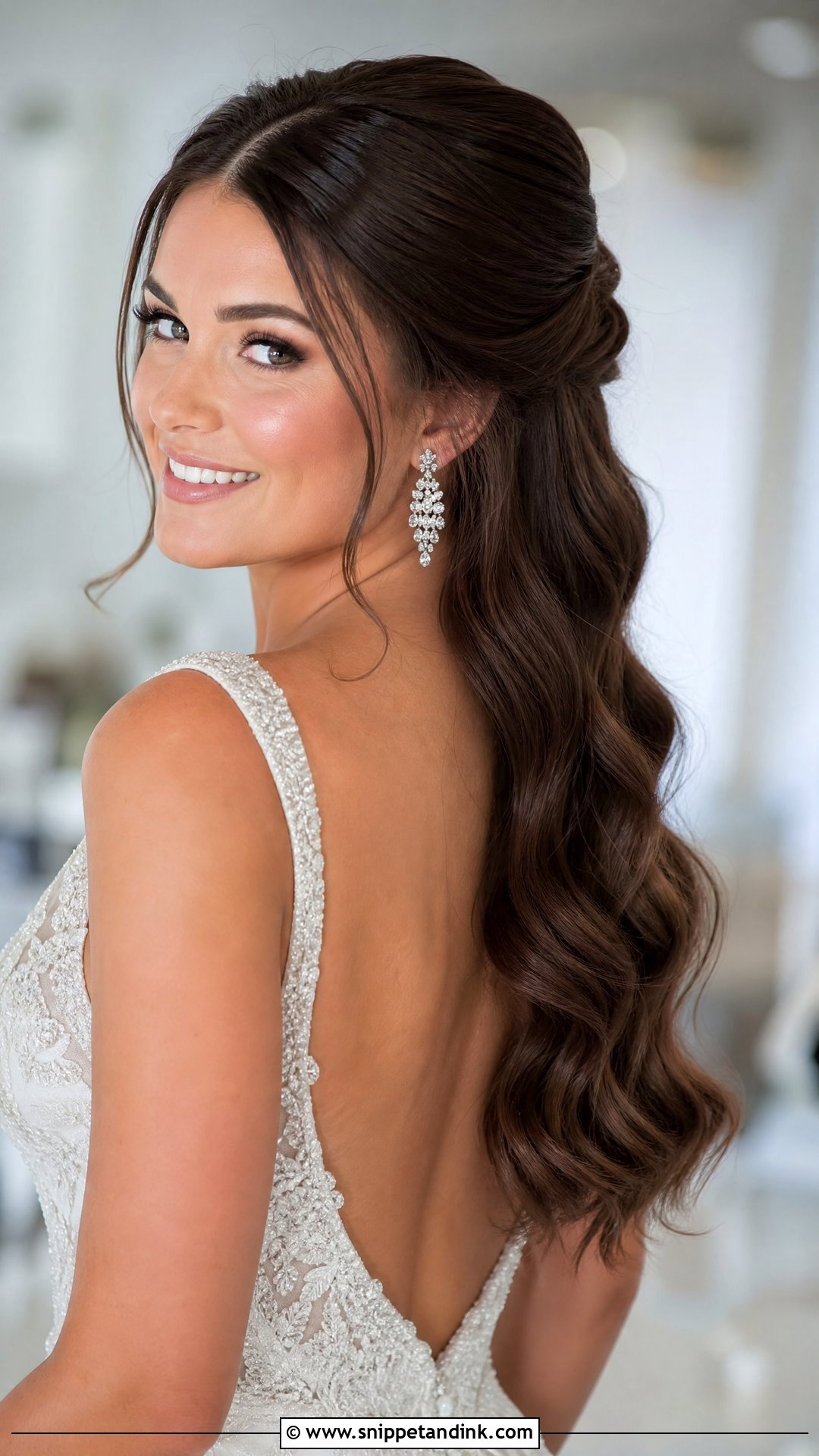 Half Up With Soft Hollywood Waves - Snippet and Ink - 20 Half-Up Do Wedding Ideas