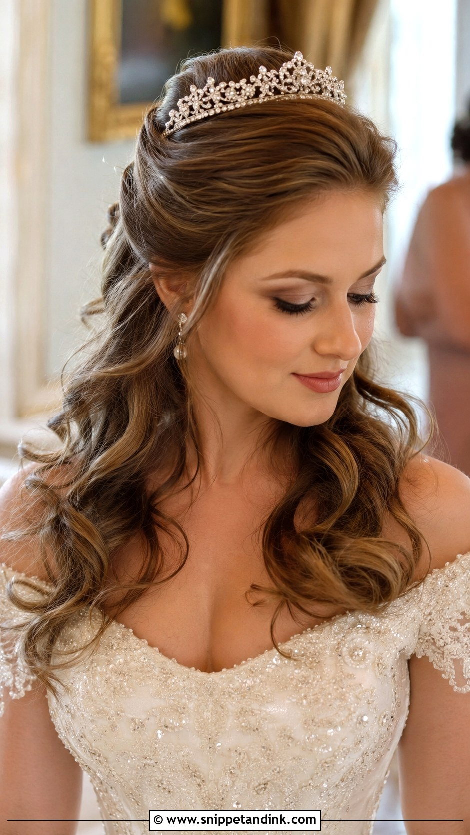 Half Up With Tiara - Snippet and Ink - 30 Half-Up Wedding Hair Ideas