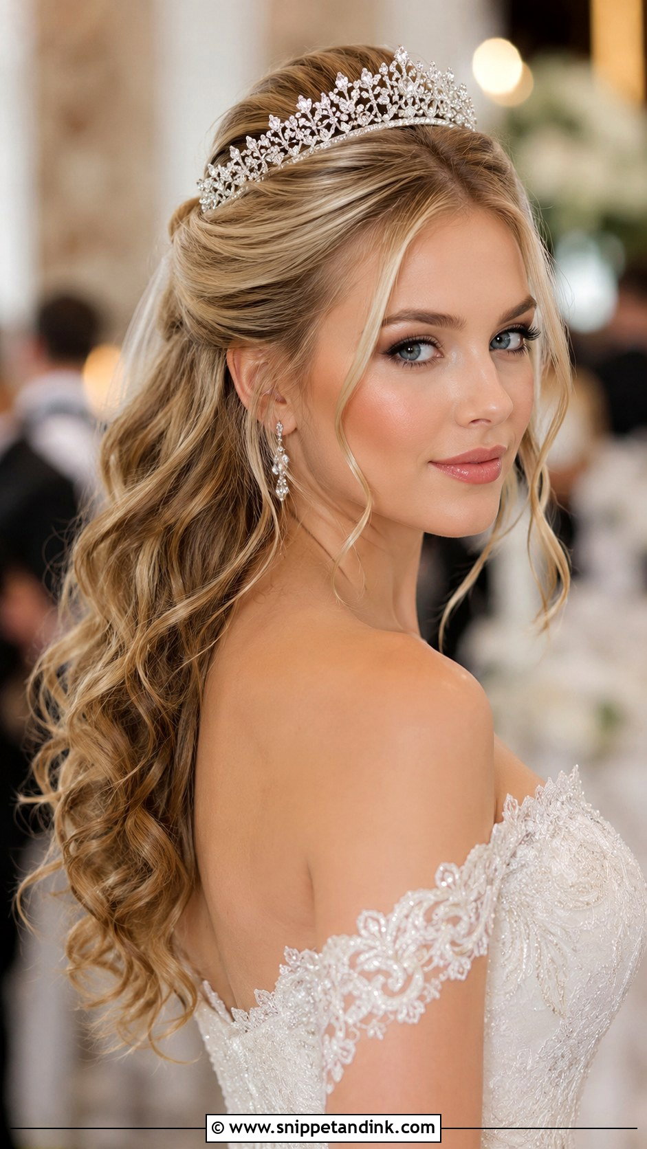 Half Up With Tiara - Snippet and Ink - 35 Half-Up Bridal Hair Ideas