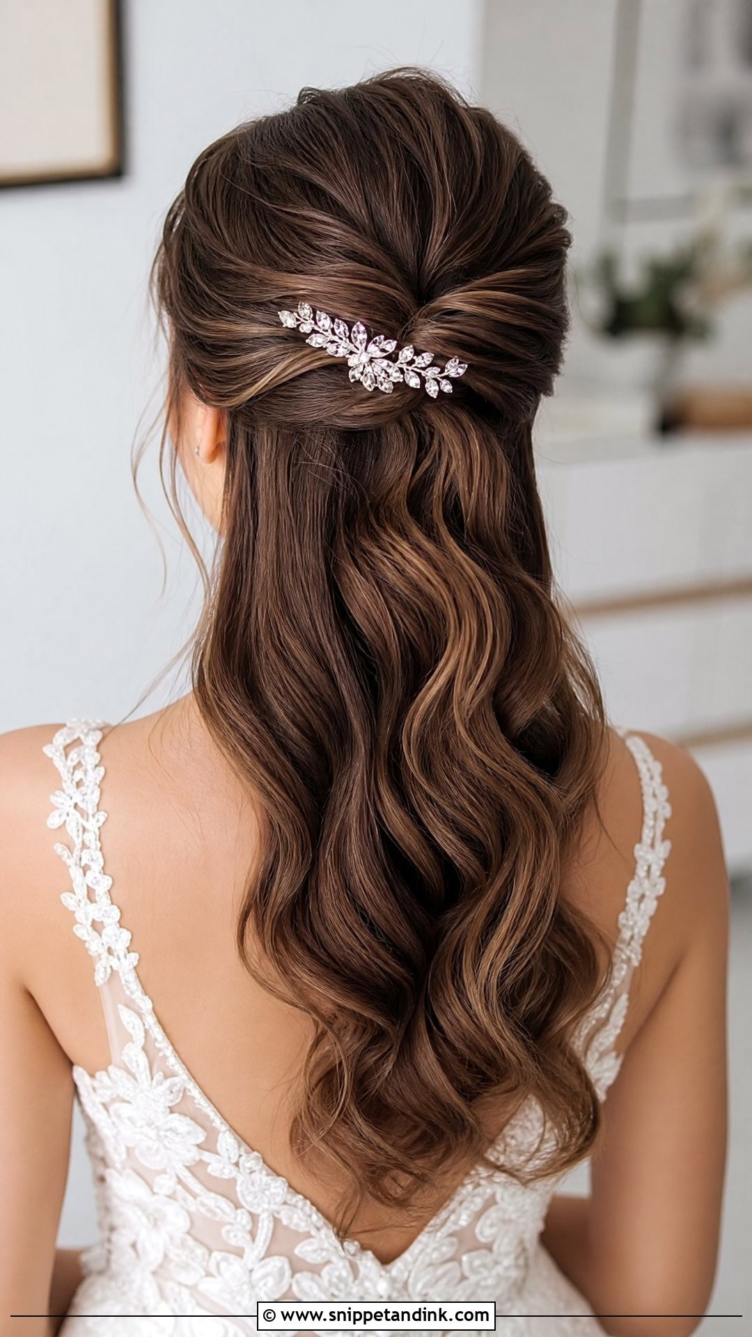 Half Up With Twisted Accents and Waves - Snippet and Ink - 20 Half-Up Wedding Hairstyles