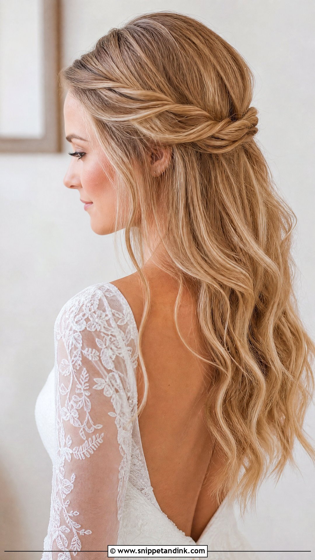 Half Up With Twisted Crown - Snippet and Ink - 20 Medium Length Bride Hairstyles