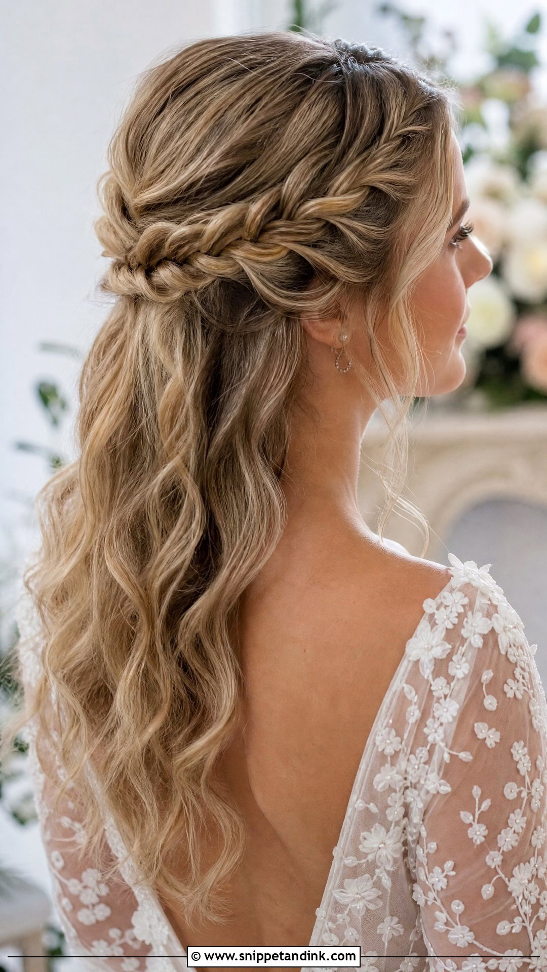 Half Up With Twisted Rope Braid - Snippet and Ink - 20 Long Half-Up Half-Down Wedding Hairstyles