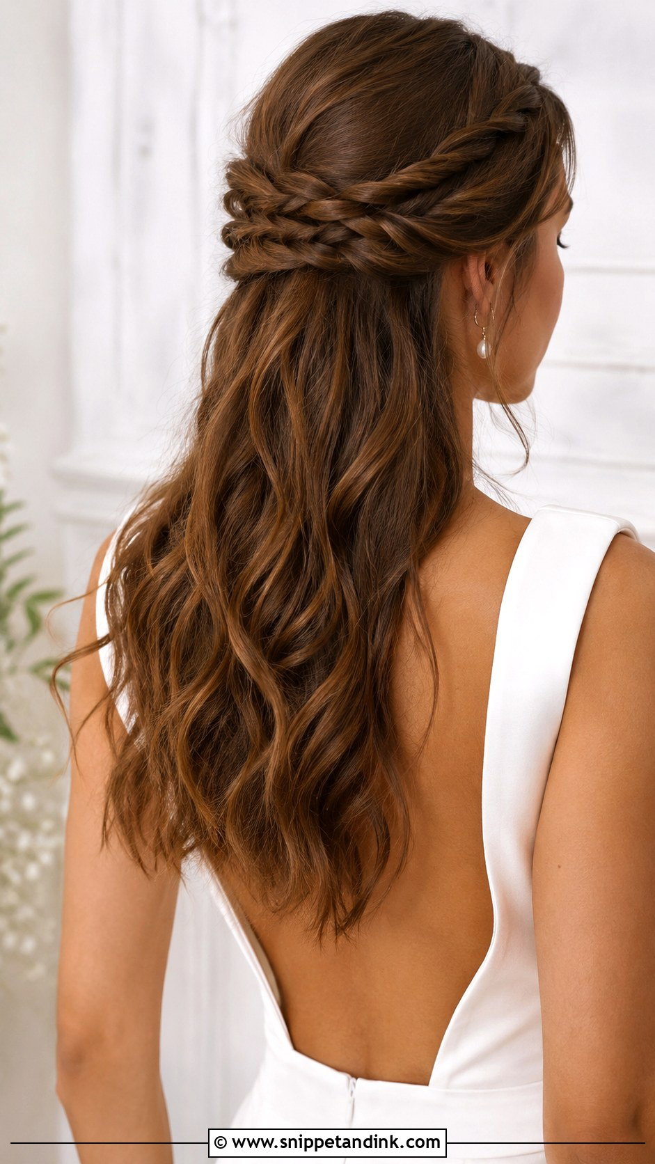 Half Up With Twisted Rope Detail - Snippet and Ink - 20 Medium Length Wedding Half-Up Half-Down Ideas