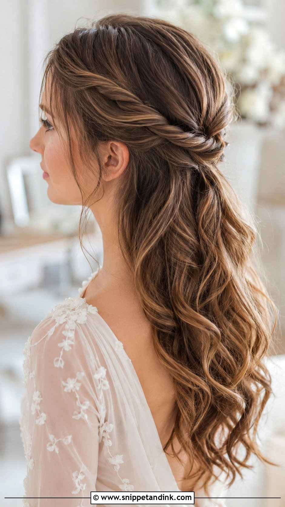 Half Up With Twisted Sections - Snippet and Ink - 30 Hairstyles for Engagement