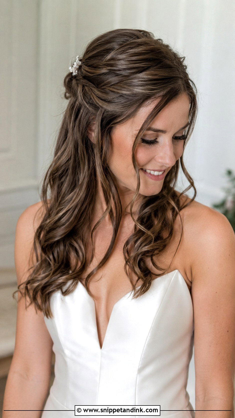 Half Up With Twisted Side Sections - Snippet and Ink - 25 Elegant Half-Up Half-Down Wedding Hair Ideas