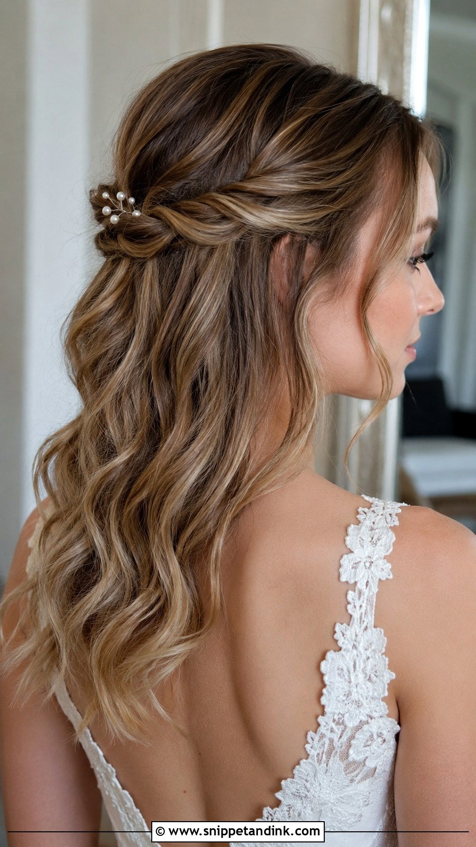 Half Up With Twisted Side Sections - Snippet and Ink - 25 Loose Half-Up Half-Down Wedding Hair Ideas