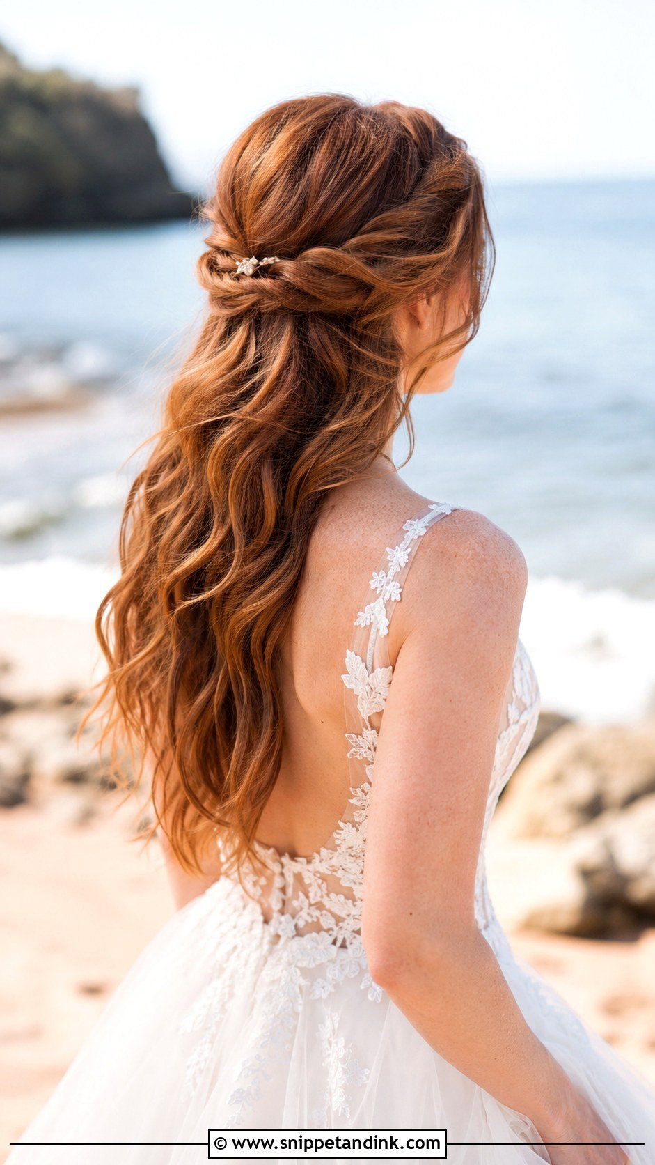 Half Up With Twisted Sides - Snippet and Ink - 20 Half-Up Beach Wedding Hair Ideas