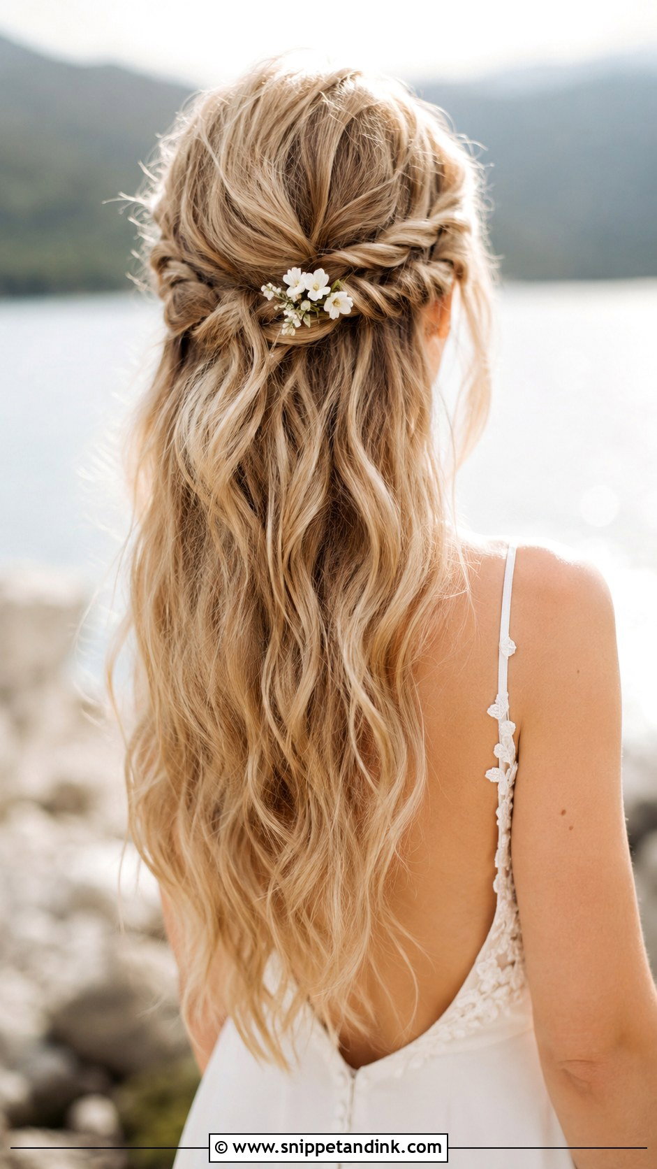 Half Up With Twisted Sides - Snippet and Ink - 20 Medium Length Half-Up Wedding Hair Ideas