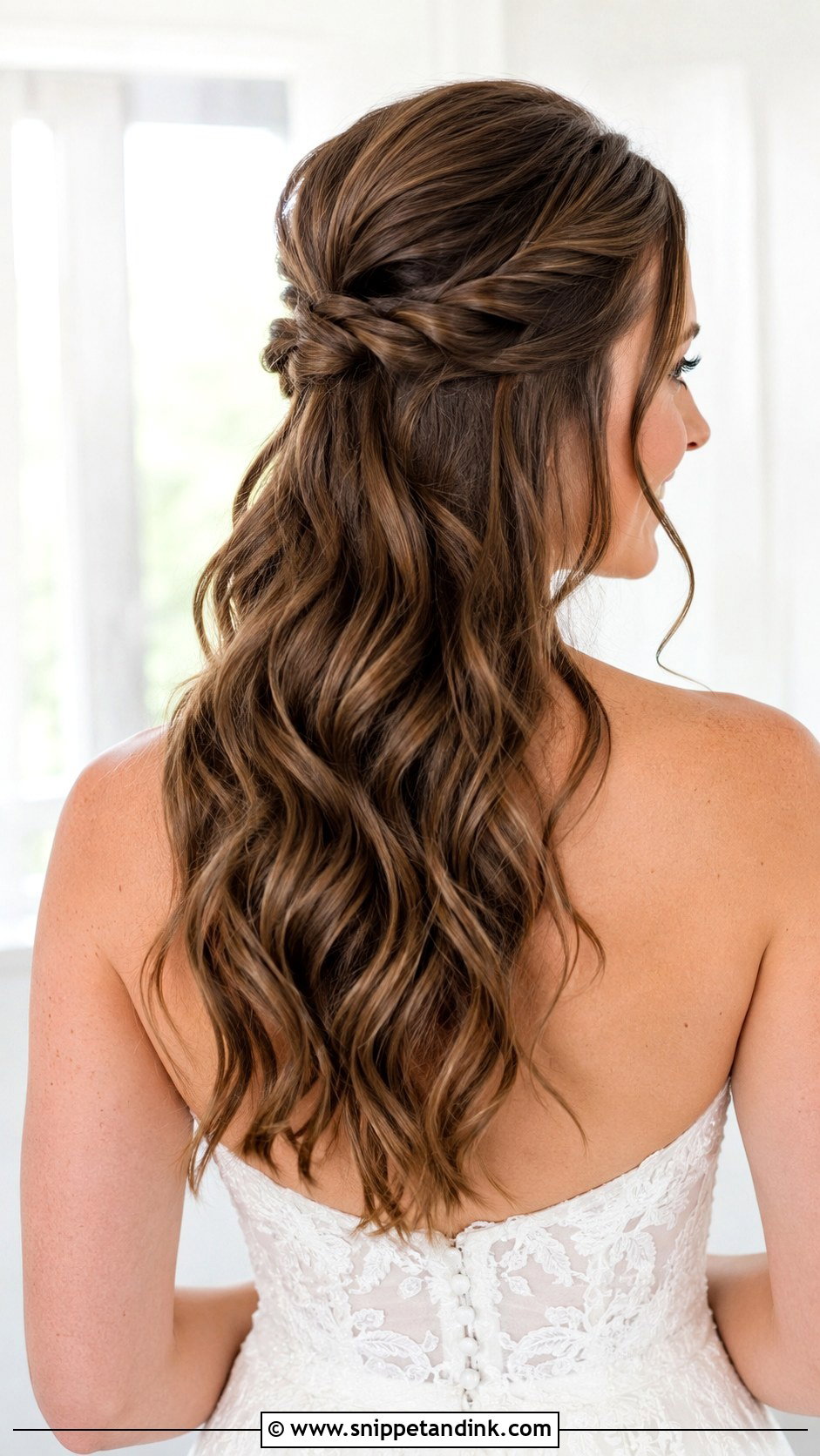 Half Up With Twisted Sides - Snippet and Ink - 35 Bridal Half-Up Half-Down Hair Ideas