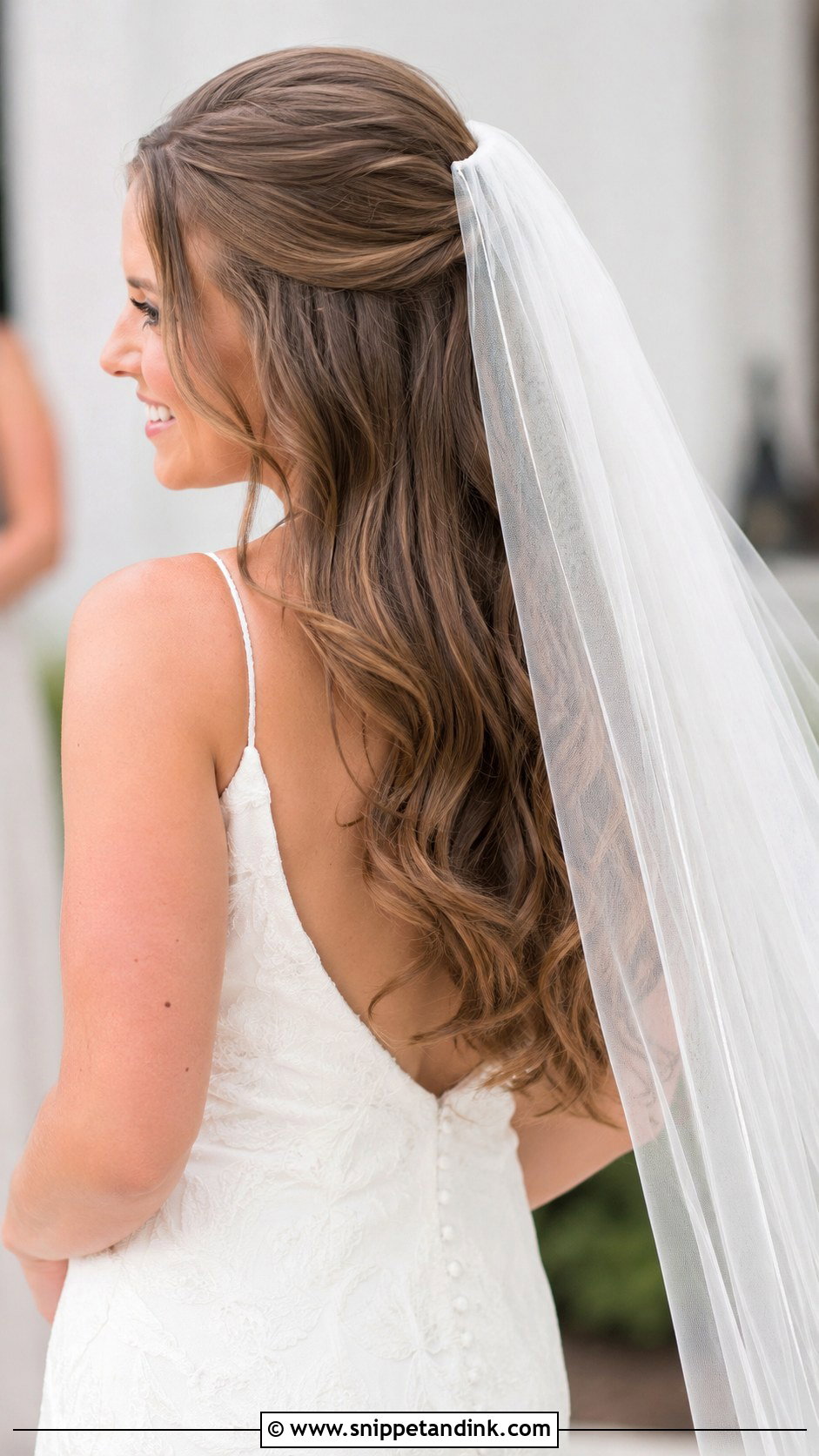 Half Up With Veil - Snippet and Ink - 30 Half-Up Wedding Hair Ideas