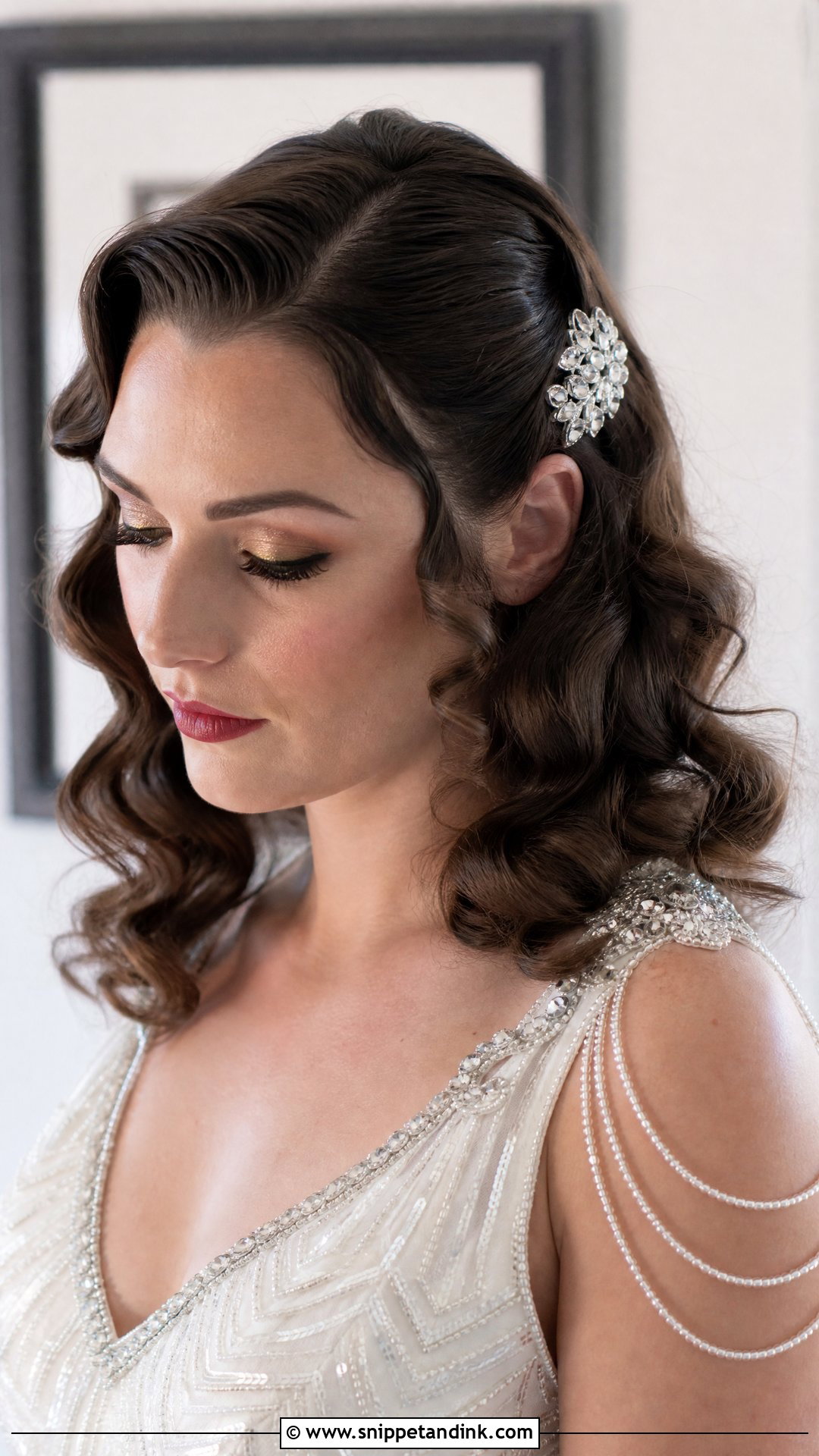 Half Up With Vintage Finger Waves - Snippet and Ink - 20 Long Half-Up Half-Down Wedding Hairstyles